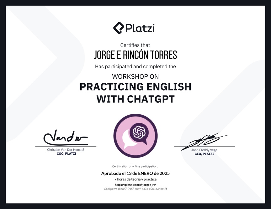 Diploma del Curso de Inglés Práctico con ChatGPT