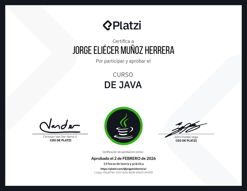 Diploma del Curso de Java