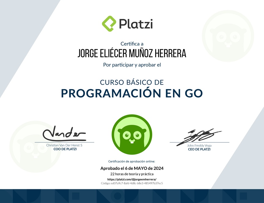 Diploma del Curso Básico de Programación en Go