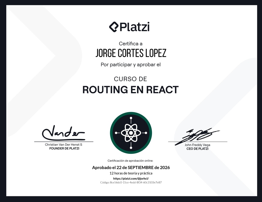 Diploma del Curso de Routing en React