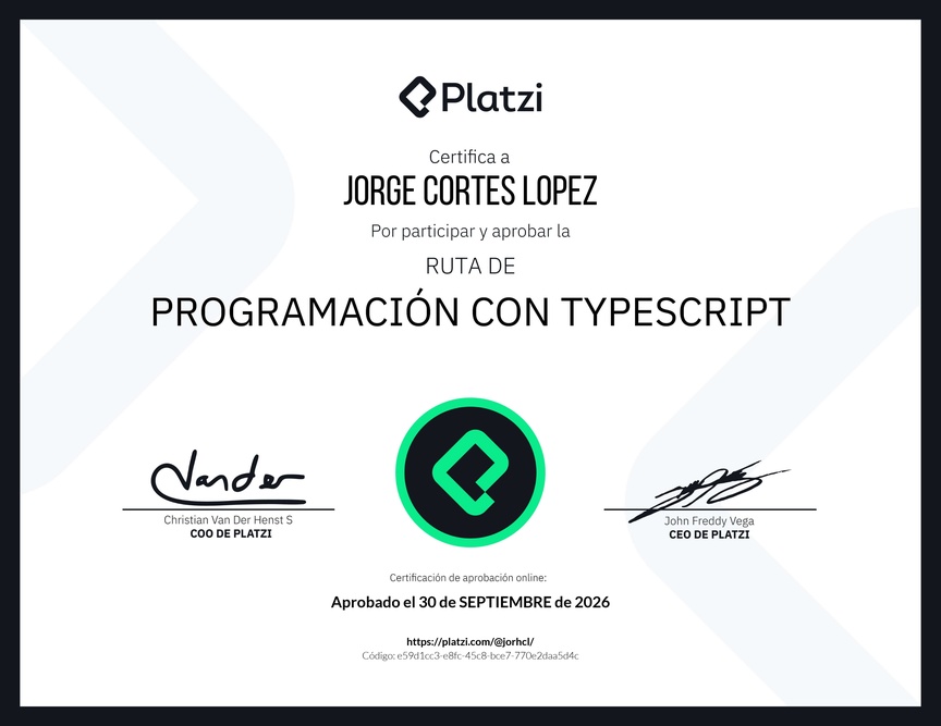 Diploma de la Ruta de Aprendizaje de Programación con TypeScript