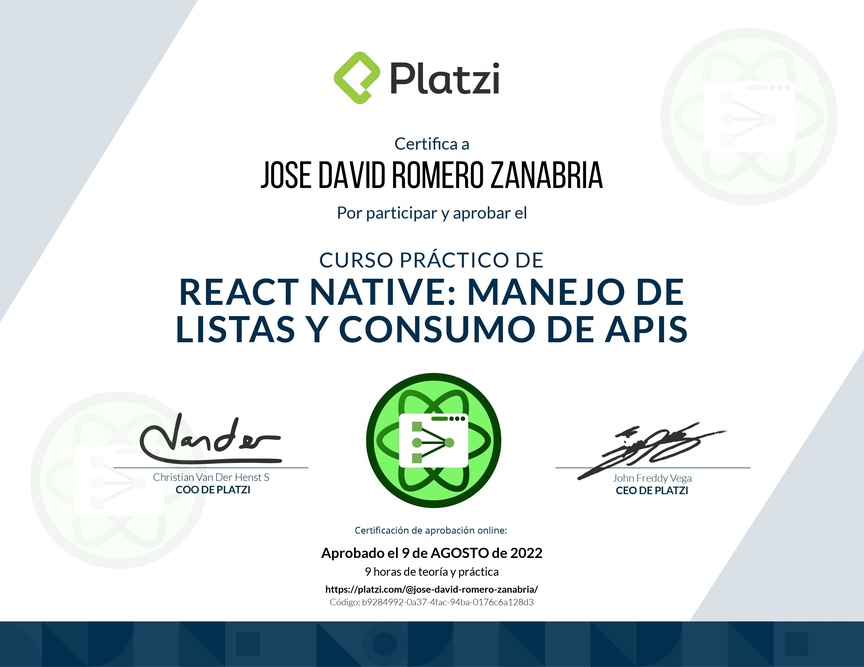 Diploma del Curso de React Native: Manejo de Listas y Consumo de APIs