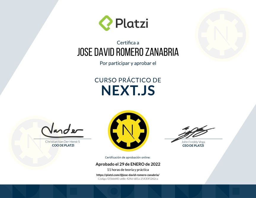Diploma del Curso Práctico de Next.js