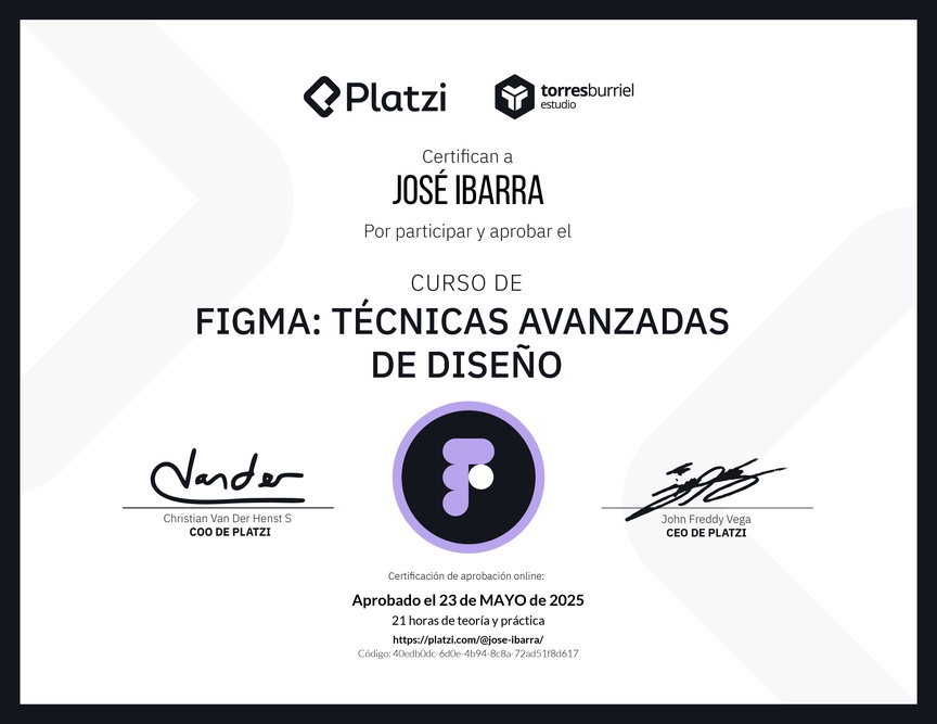 Diploma del Curso de Figma: Técnicas Avanzadas de Diseño