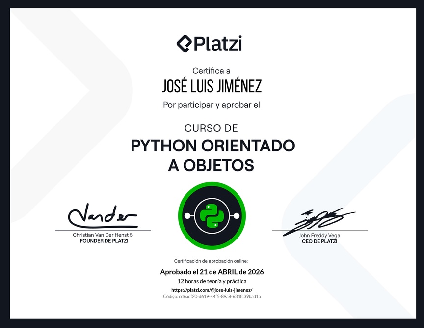 Diploma del Curso de Python Orientado a Objetos