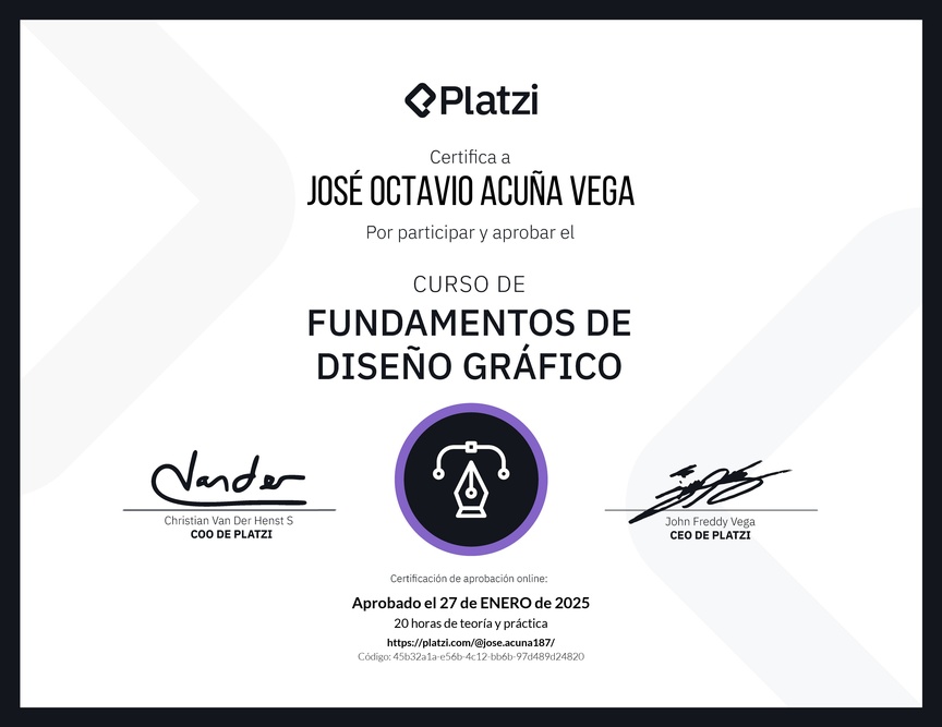 Diploma del Curso de Fundamentos de Diseño Gráfico
