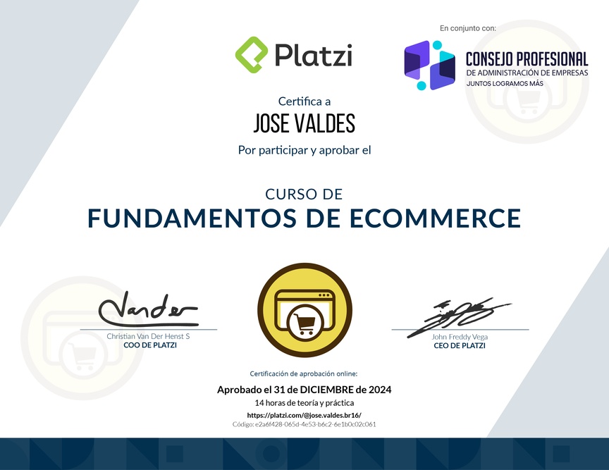 Diploma del Curso de E-Commerce