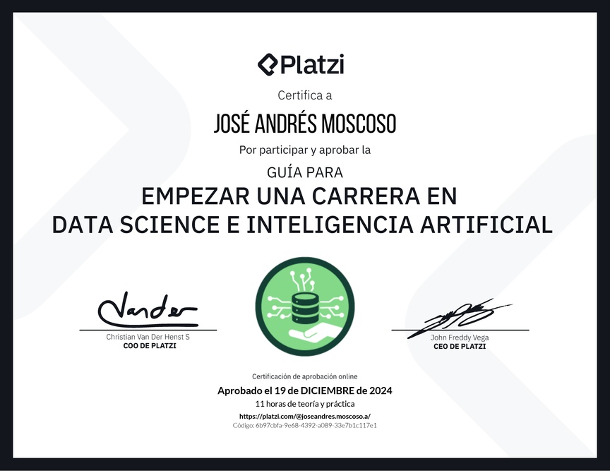 Diploma de Guía para Empezar una Carrera en Data Science e Inteligencia Artificial