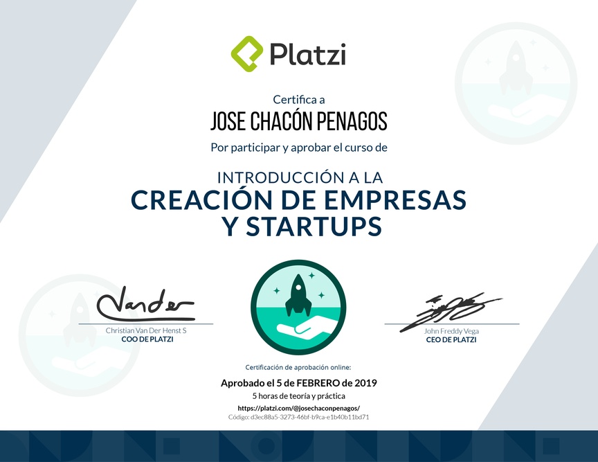 Diploma de Introducción a la Creación de Empresas y Startups