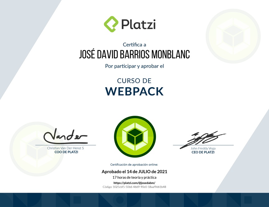 Diploma del Curso de Webpack
