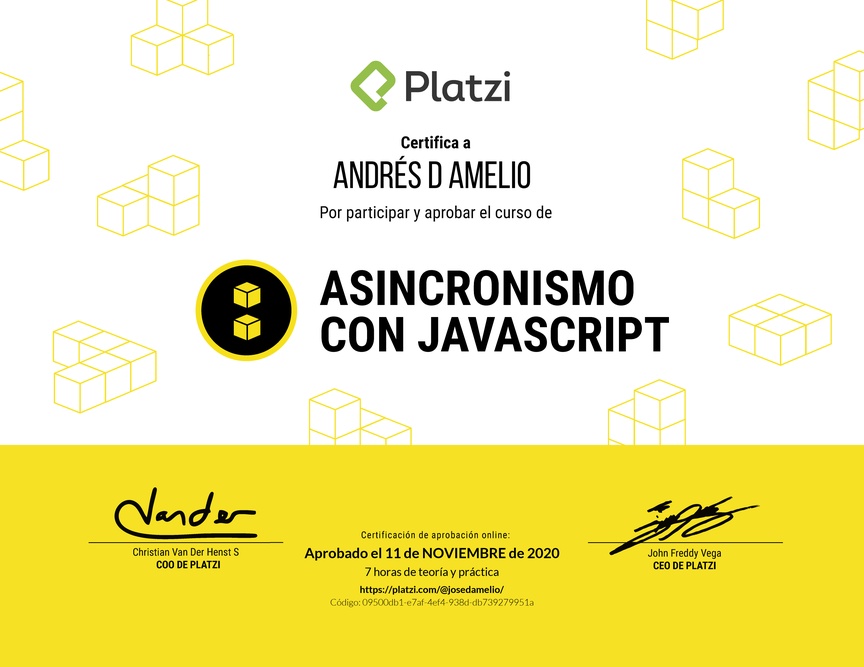 Diploma del Curso de Asincronismo con JavaScript 2019