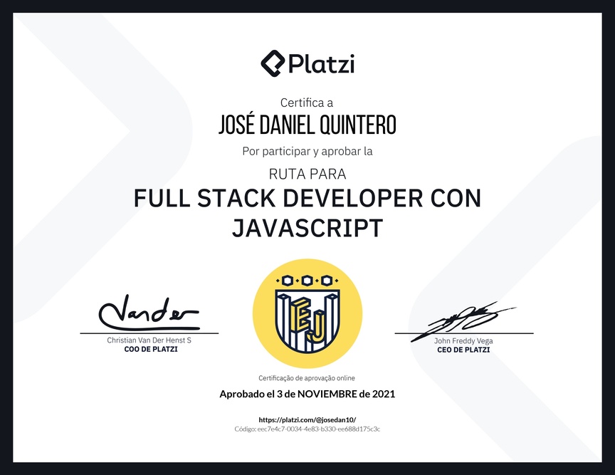 Diploma de la Ruta de Aprendizaje de Full Stack Developer con JavaScript