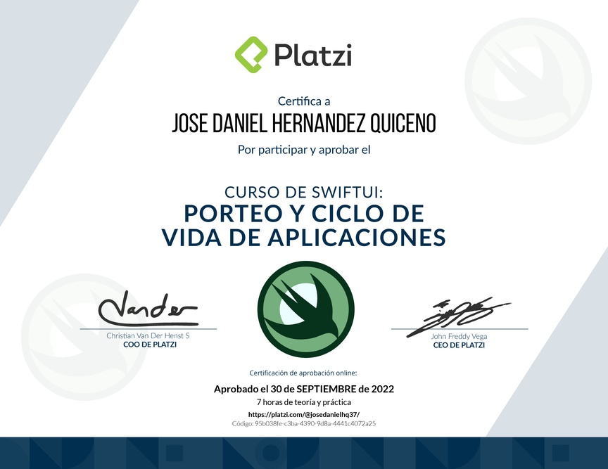 Diploma del Curso de SwiftUI: Porteo y Ciclo de Vida de Aplicaciones