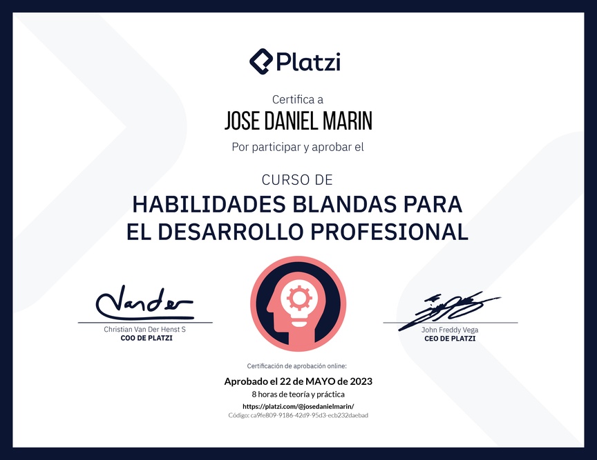 Diploma del Curso de Habilidades Blandas para el Desarrollo Profesional