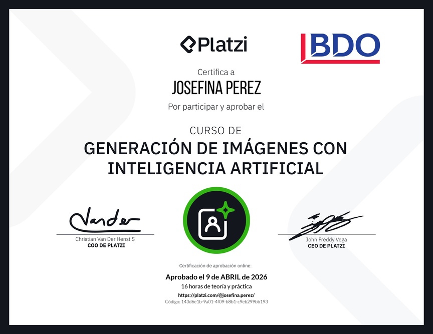Diploma del Curso de Generación de Imágenes con Inteligencia Artificial