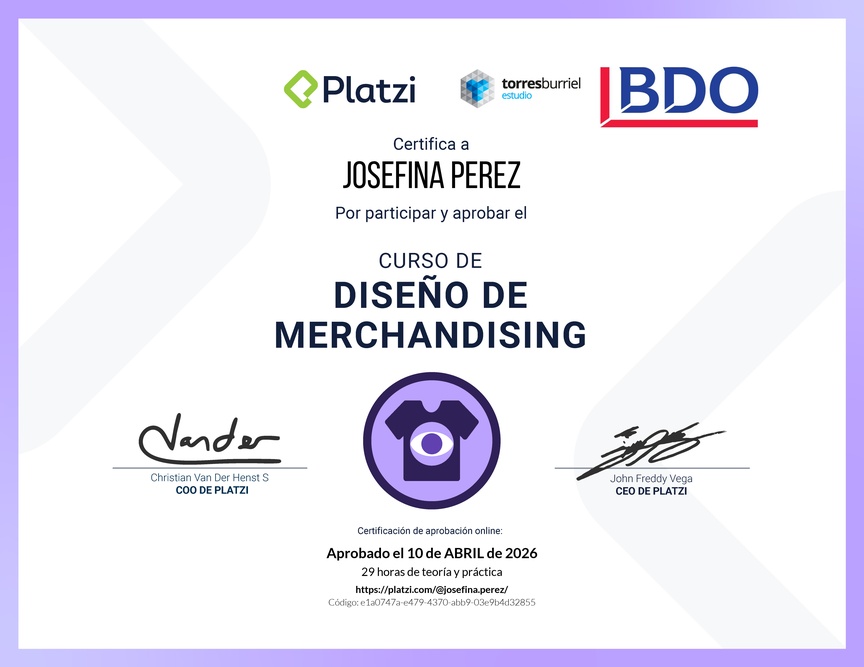 Diploma del Curso de Diseño de Merchandising Efectivo