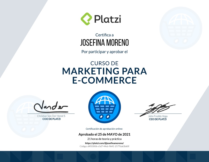 Diploma del Curso de Marketing para E-Commerce