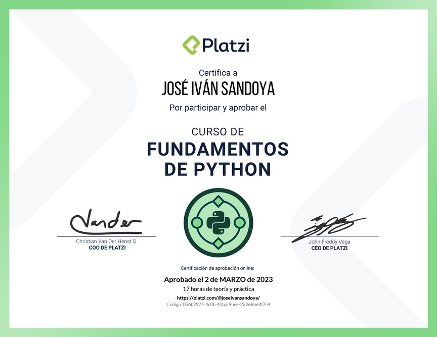 Diploma del Curso de Fundamentos de Python