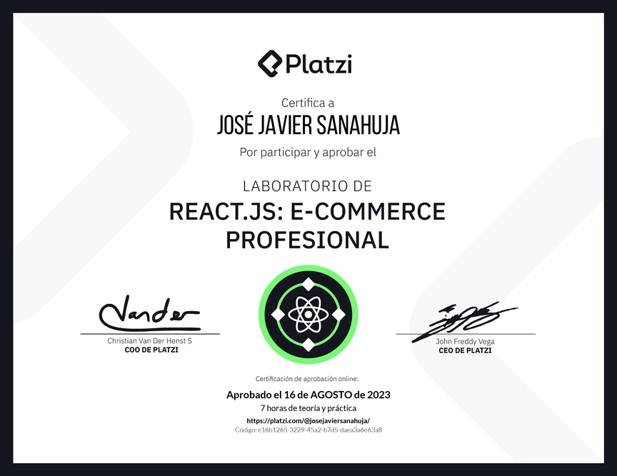 Diploma de Prueba Técnica: E-commerce Profesional con React.js