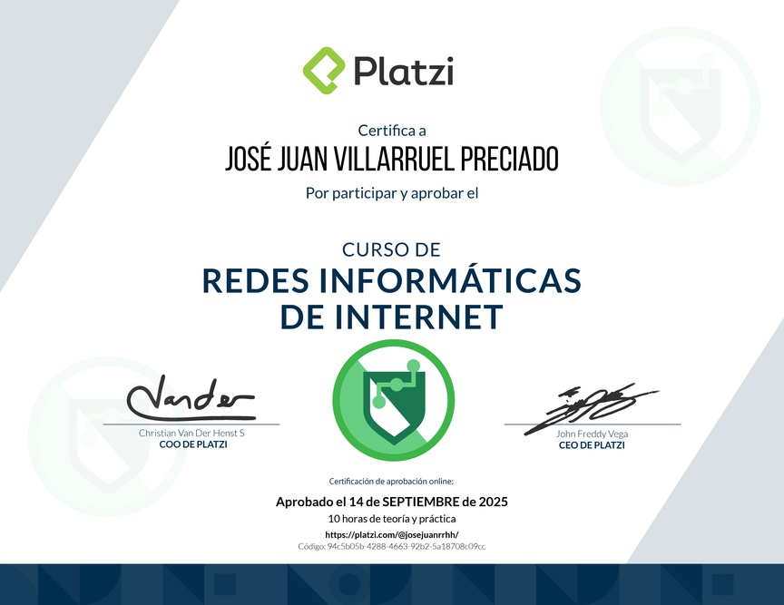 Diploma del Curso de Redes Informáticas de Internet