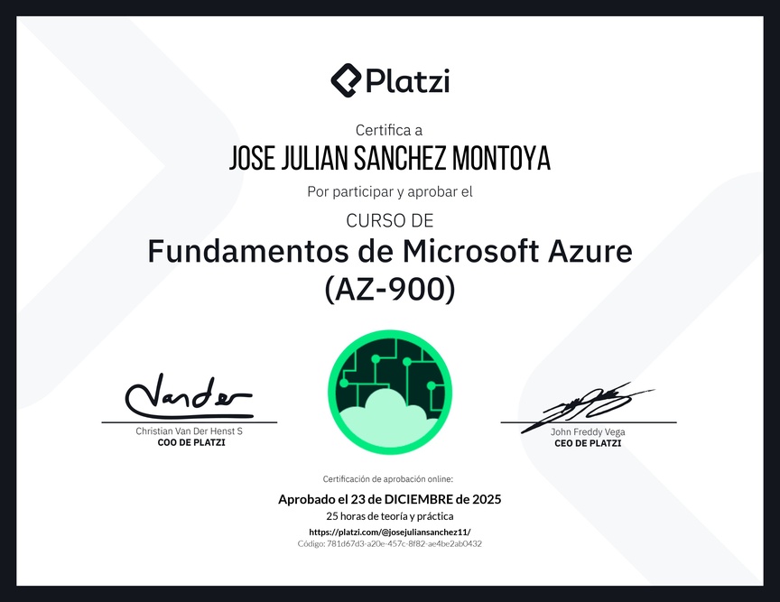Diploma del Curso de Fundamentos de Microsoft Azure (AZ-900)