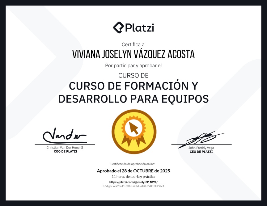 Diploma del Curso de Formación y Desarrollo para Equipos