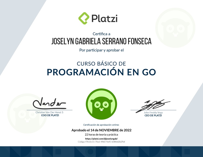 Diploma del Curso Básico de Programación en Go