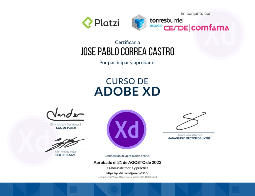 Diploma del Curso de Adobe XD