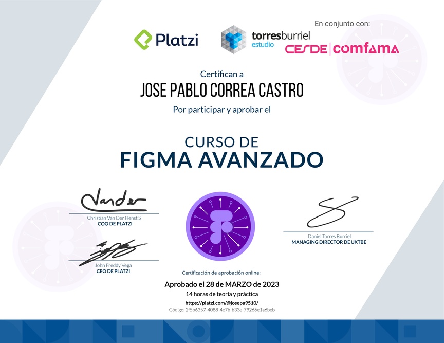 Diploma del Curso de Figma Avanzado