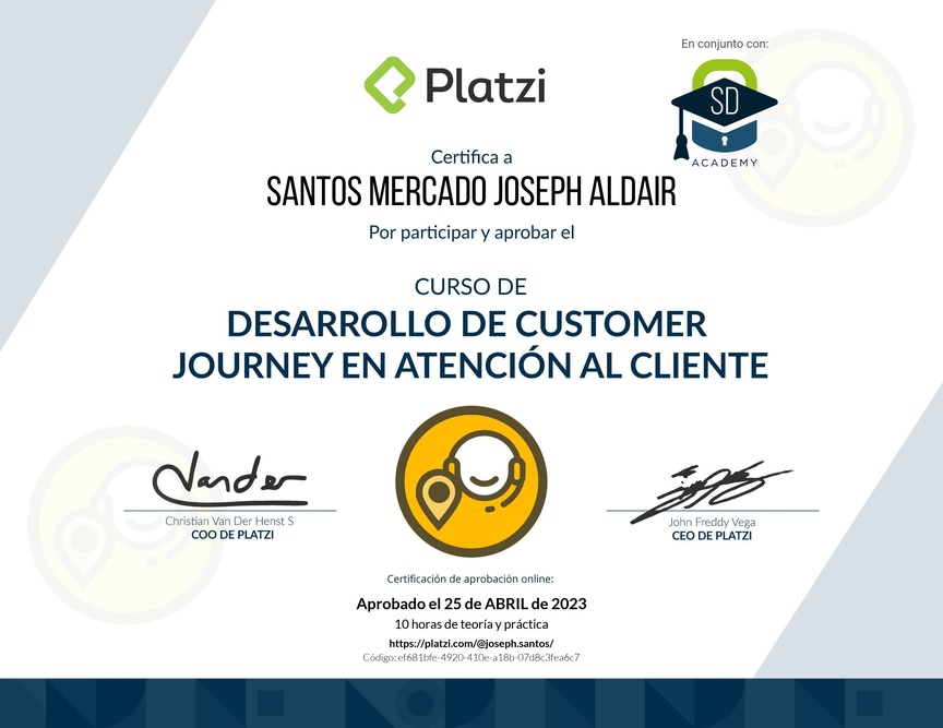 Diploma del Curso de Desarrollo de Customer Journey en Atención al Cliente