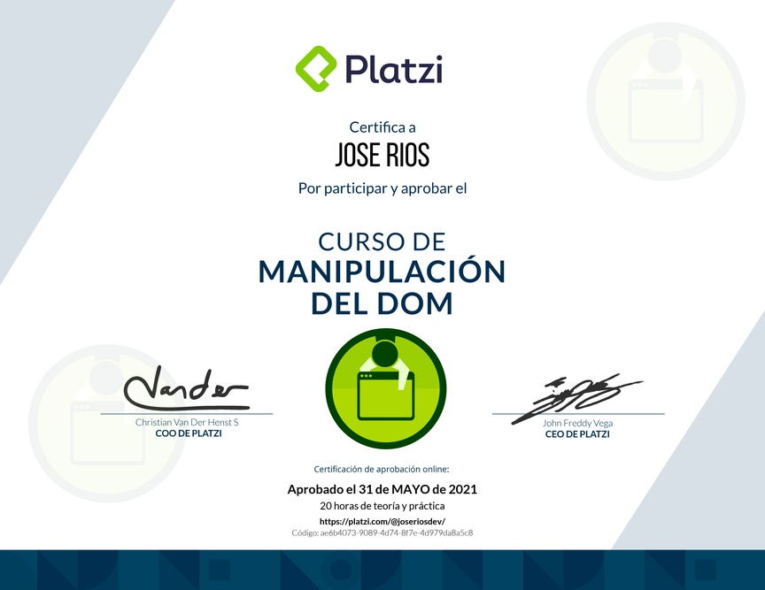 Diploma del Curso de Manipulación del DOM