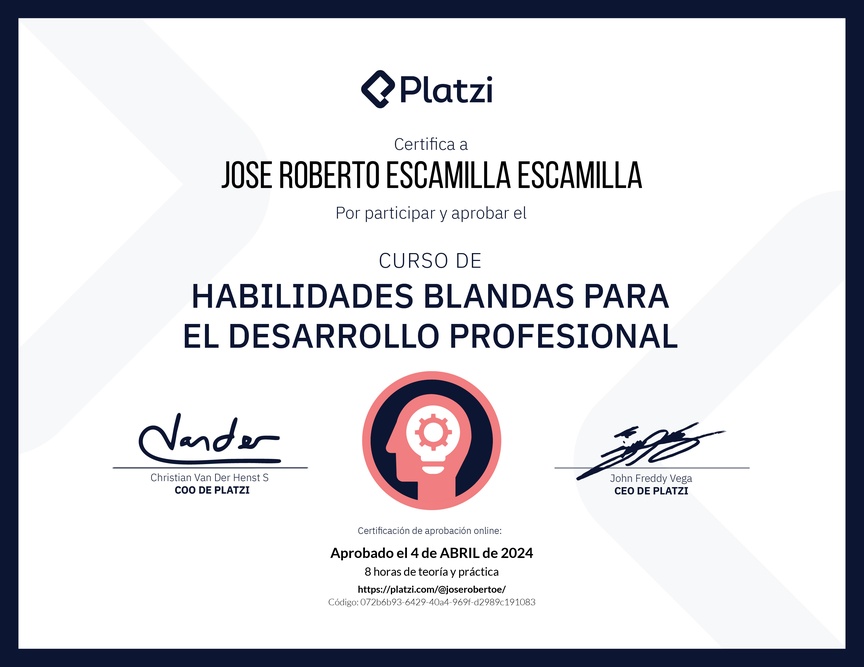 Diploma del Curso de Habilidades Blandas para el Desarrollo Profesional
