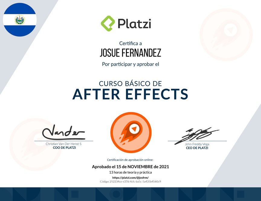 Diploma del Curso Básico de After Effects
