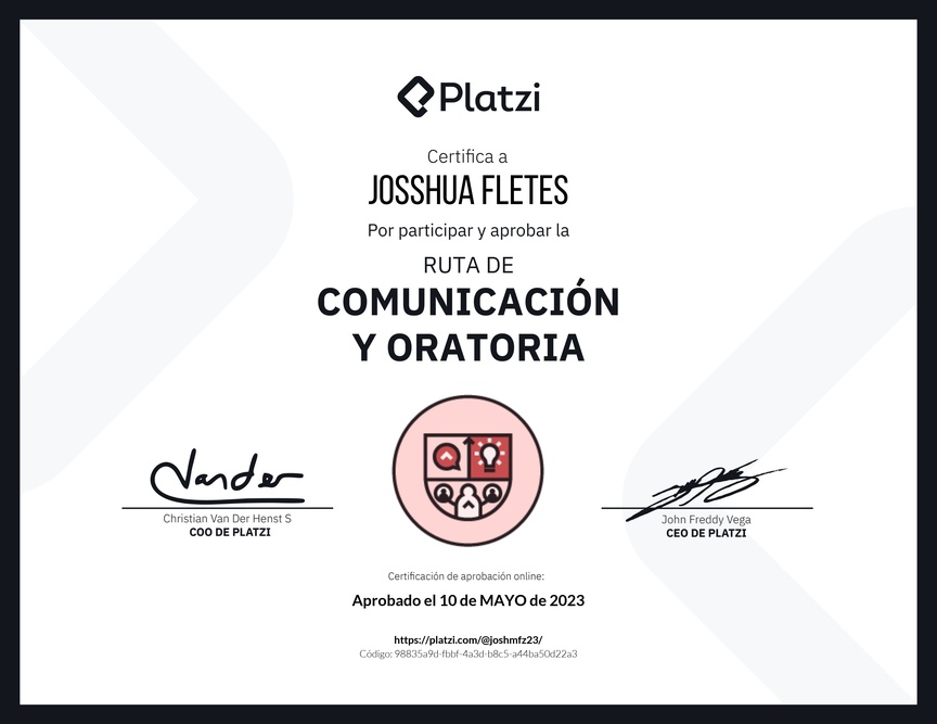 Diploma de la Ruta de Aprendizaje de Comunicación y oratoria