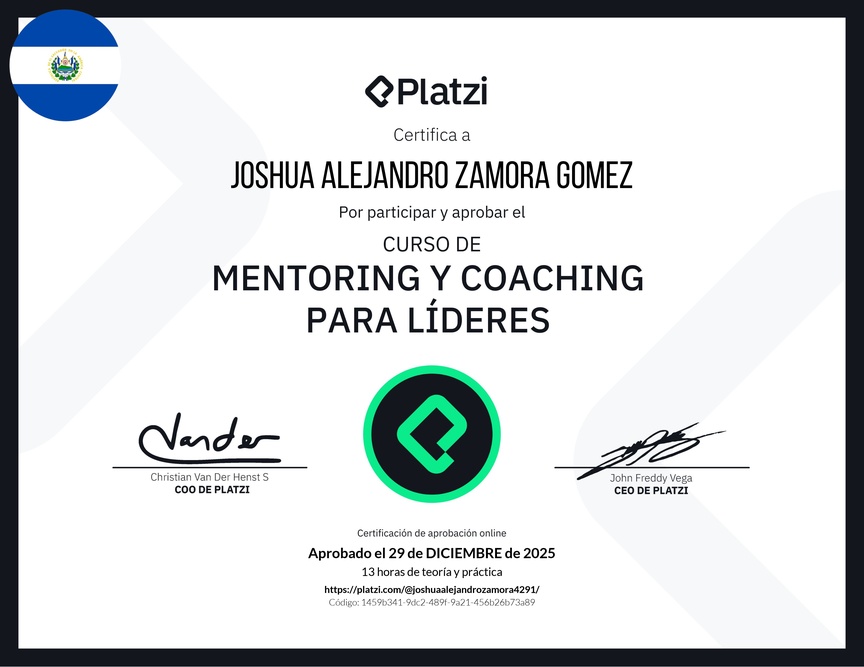 Diploma del Curso de Mentoring y Coaching para Líderes