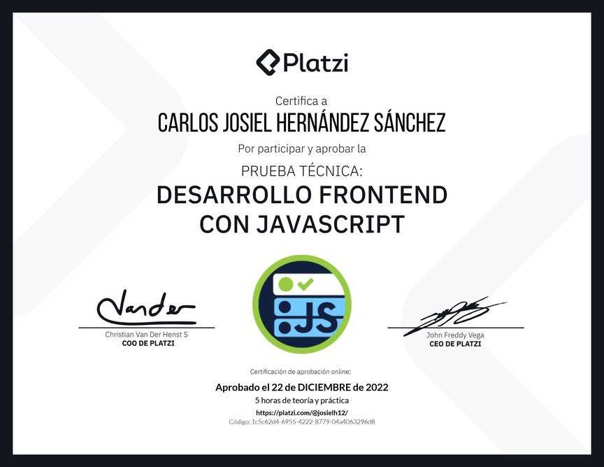 Diploma de Prueba Técnica: Desarrollo Frontend con JavaScript