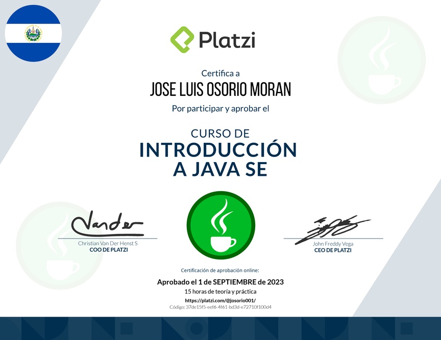 Diploma del Curso de Introducción a Java