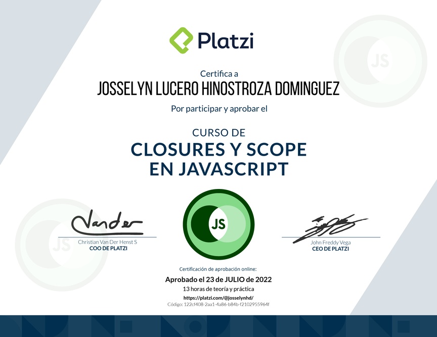 Diploma del Curso de Closures y Scope en JavaScript