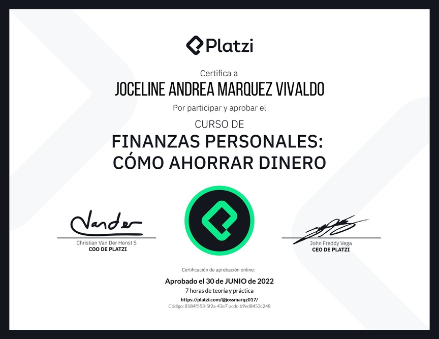 Diploma del Curso de Estrategias de Ahorro y Planificación Financiera