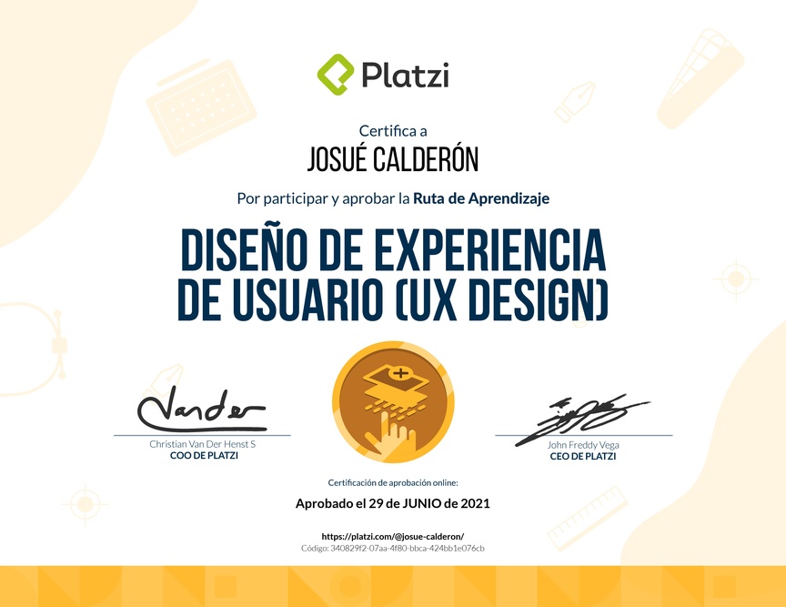 Diploma de la Ruta de Aprendizaje de Diseño de Experiencia de Usuario (UX Design)