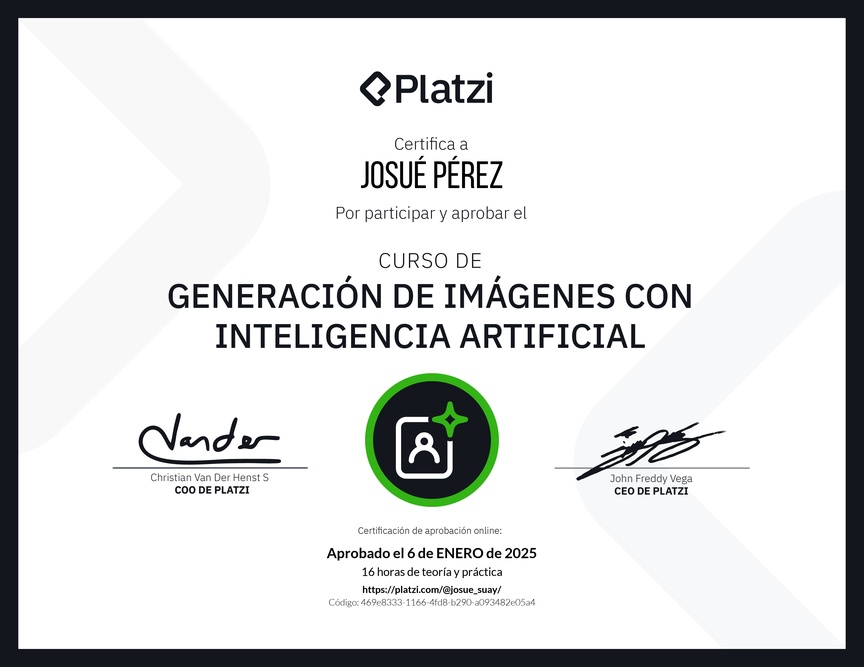 Diploma del Curso de Generación de Imágenes con Inteligencia Artificial