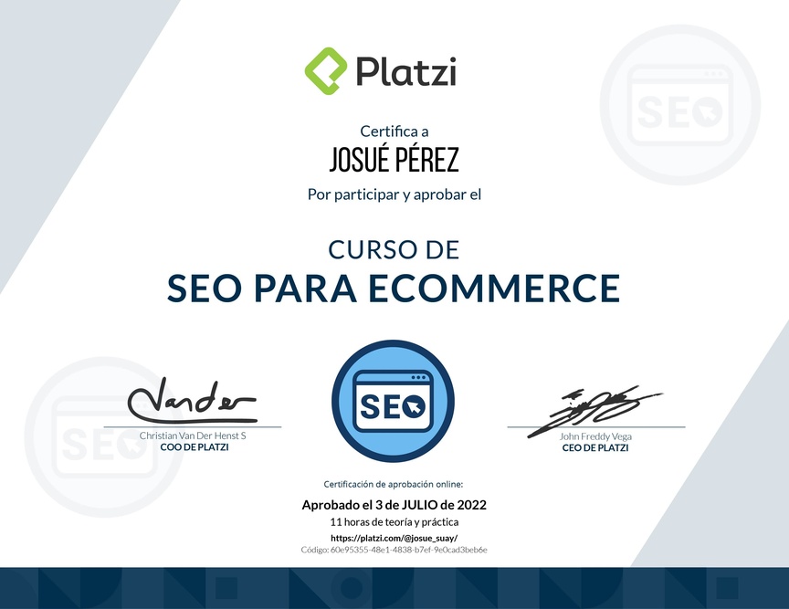 Diploma del Curso de Técnicas SEO para E-Commerce