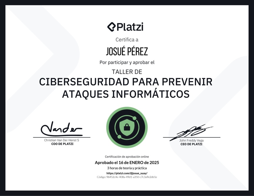 Diploma del Curso de Introducción a Ciberseguridad: Prevención de Ataques Informáticos