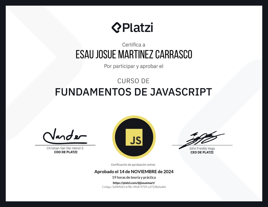 Diploma del Curso de Fundamentos de JavaScript