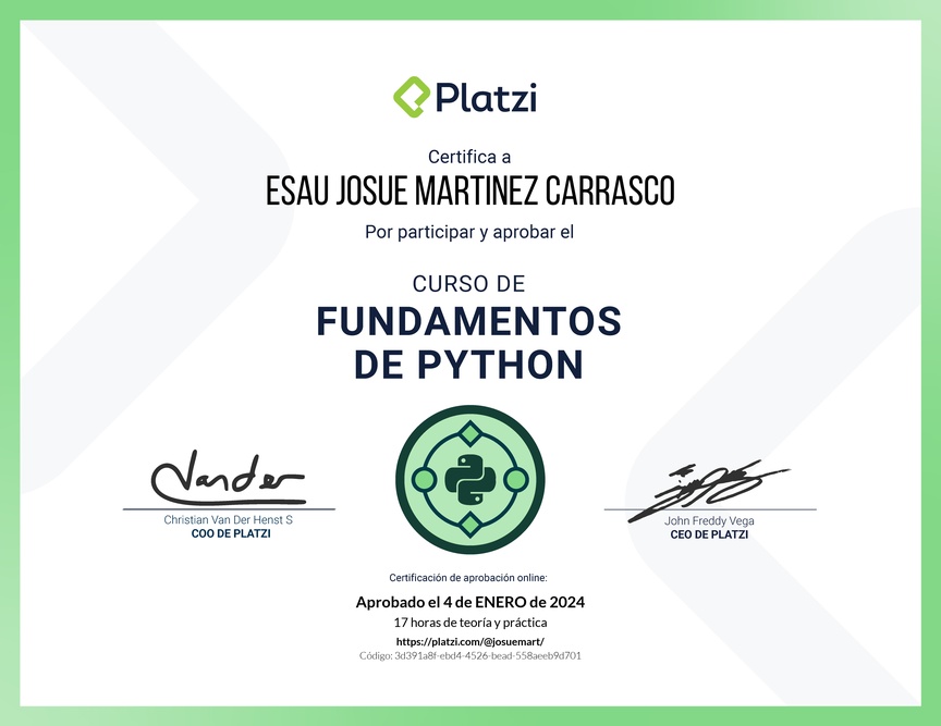 Diploma del Curso de Fundamentos de Python