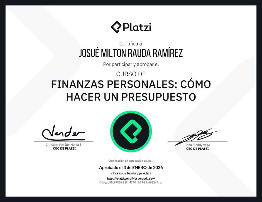 Diploma del Curso de Finanzas Personales: Cómo hacer un Presupuesto