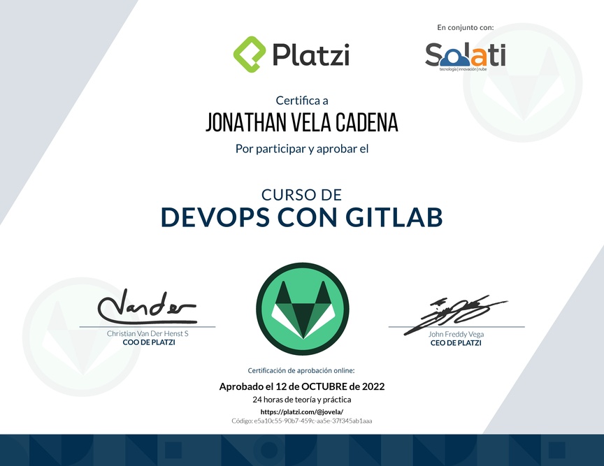 Diploma del Curso de DevOps con GitLab