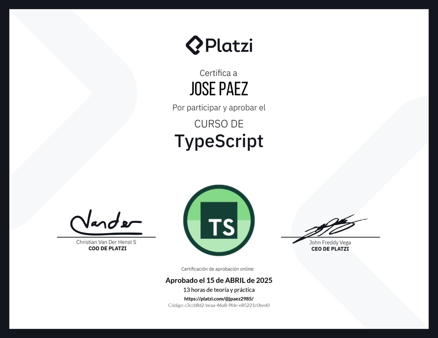 Diploma del Curso de TypeScript