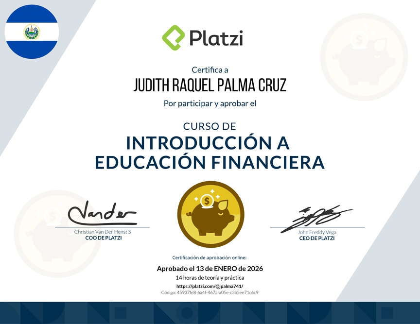 Diploma del Curso de Introducción a Educación Financiera