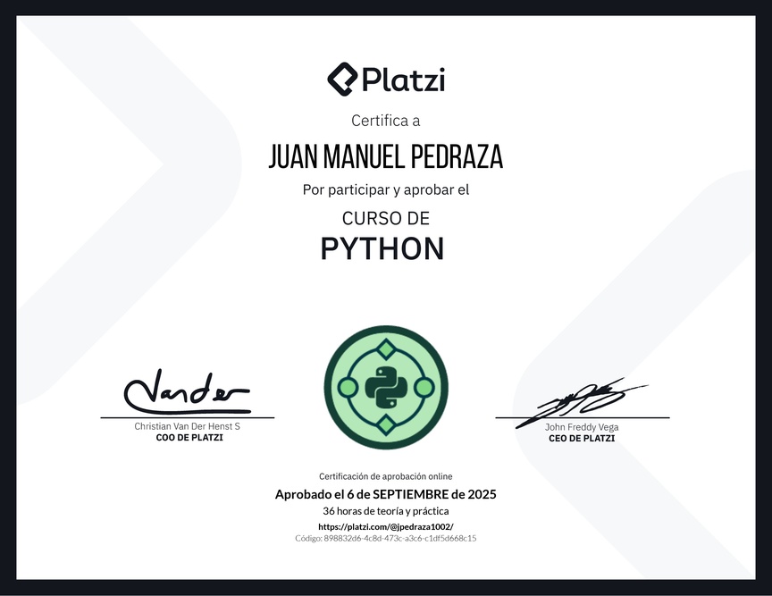 Diploma del Curso de Python